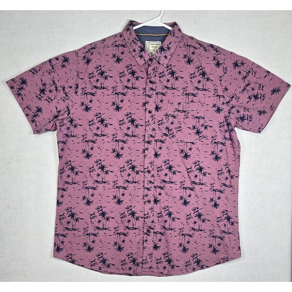 Alexander Julian Colours Mens Shirt Hawaiian Pink/Blue Palm Trees Size XL